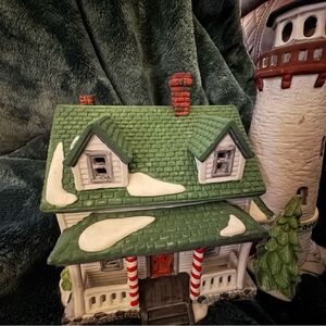 Festive Green and White Holiday House Decor